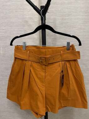 New woth tags*Express* High Waisted Belted Pleated Shorts in Mustard Yellow